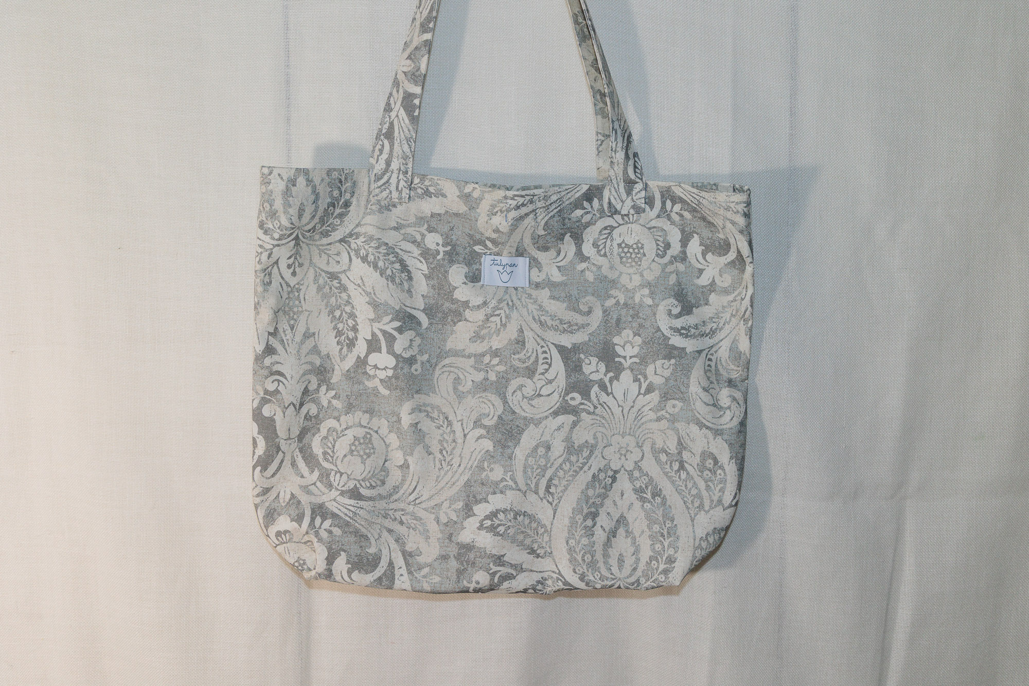 Tote Bag XL Grey Flowers