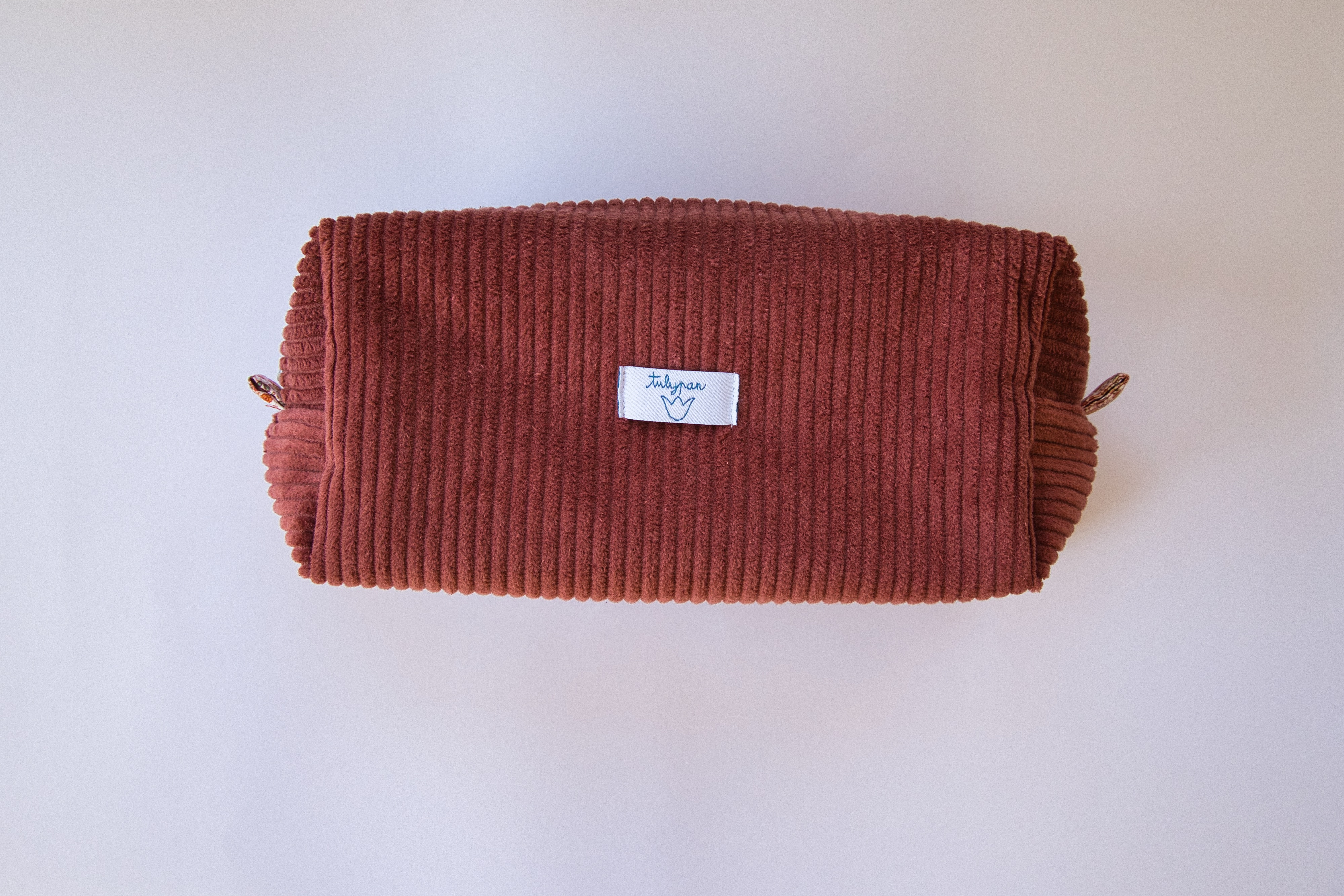 Large garnet corduroy toiletry bag